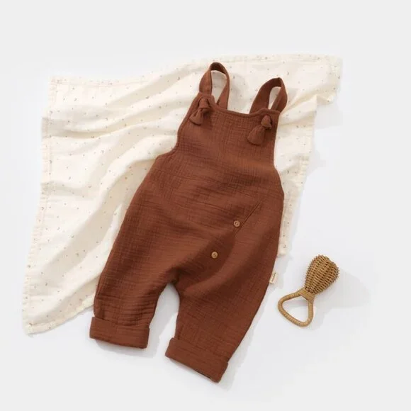 100% Organic Cotton Salopet Romper,Unisex - Picture 1 of 8